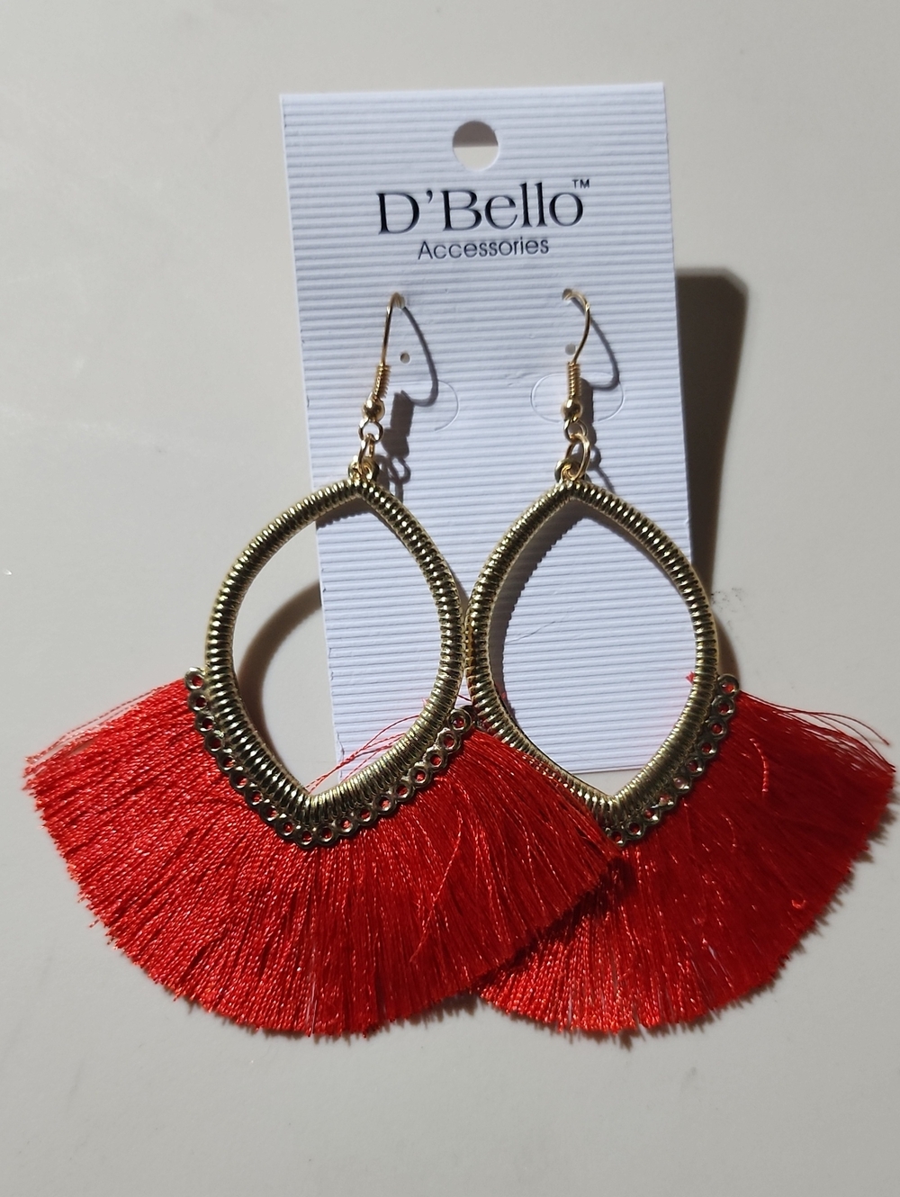 Red Tassel Fan Drop Earrings